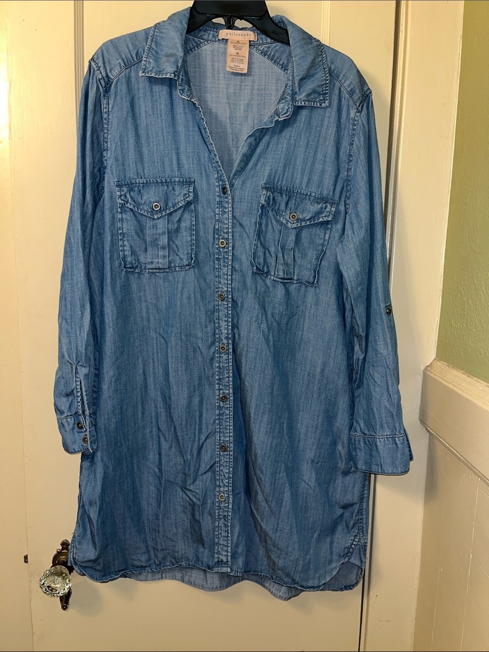 Philosophy Light Wash Denim Shirt Jacket
